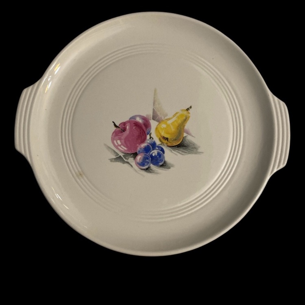 Edwin Knowles Fruits Lugged Cake Plate 11 Inch Utility Ware Mid Century Era